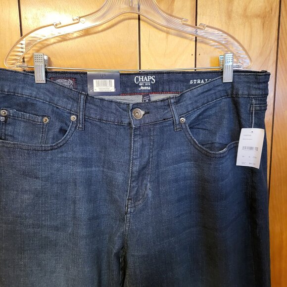 CHAPS Men's Jeans 38 X 30 Straight Fit Armour Wash Blue Brand New Fashion B4 - Picture 4 of 10